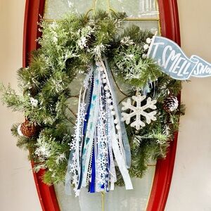 Winter ribbon trim bundle for wreath
